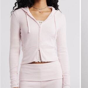 BP Hacci Rib Zip Hoodie Small Pink